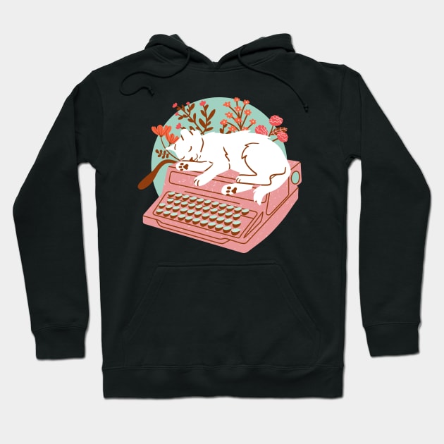 Typewriter and Cat Hoodie by Wlaurence